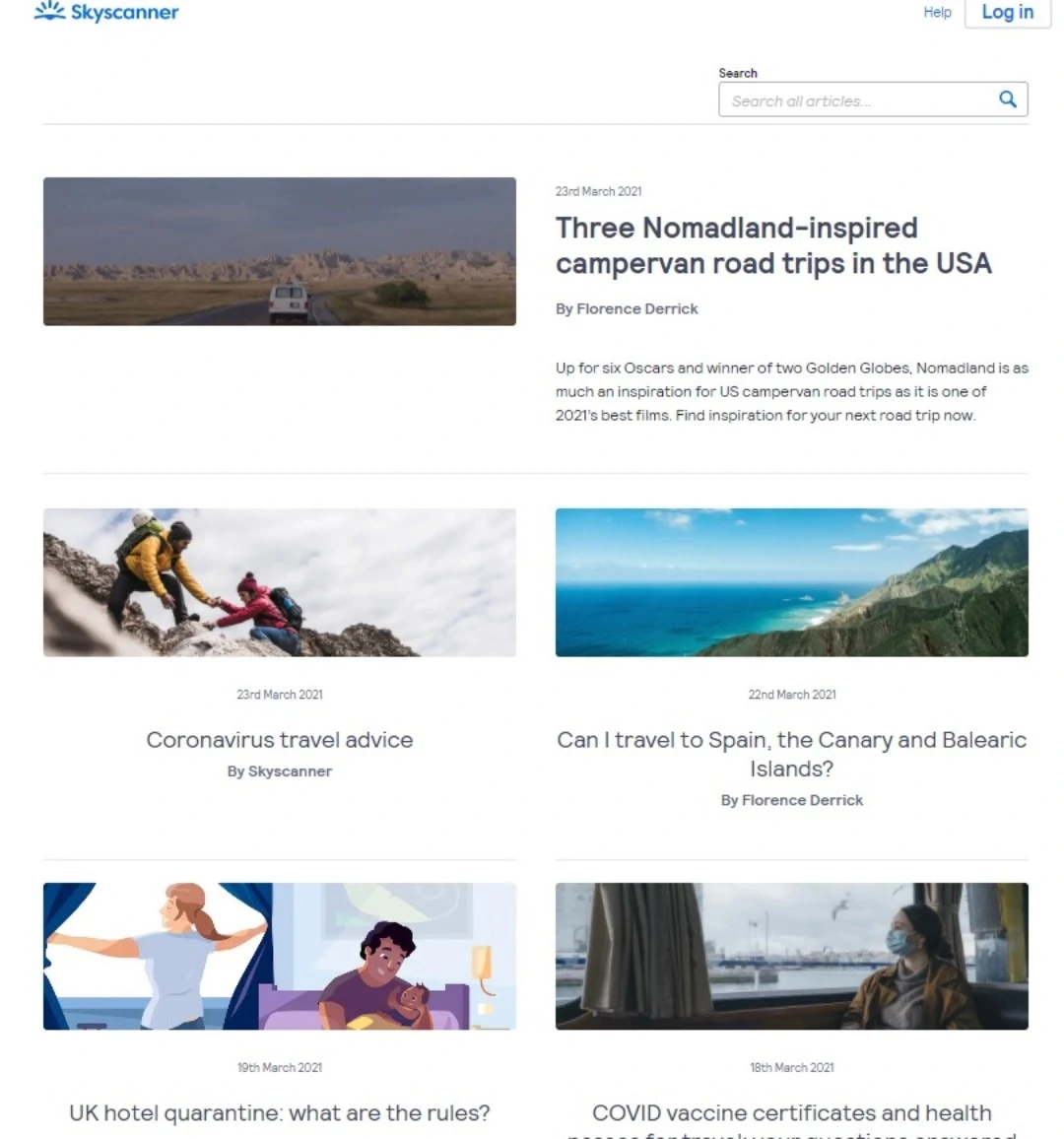 skyscanner blog section