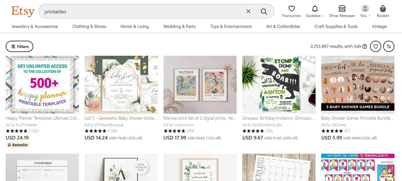 etsy printables