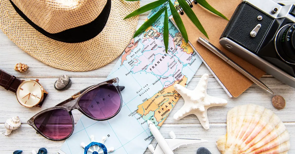 Travel accessories with a map