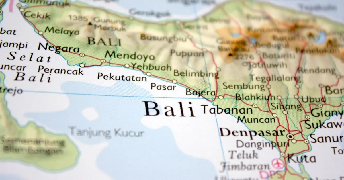 Bali, Indonesia on the map