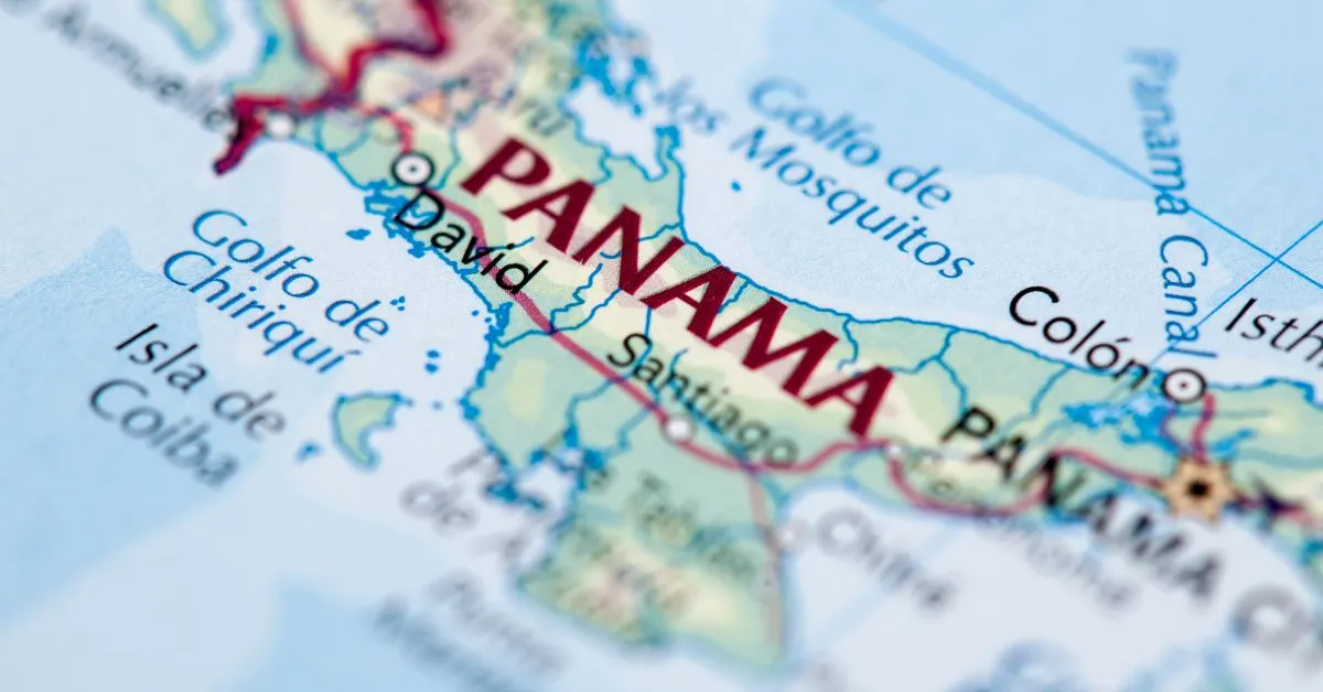 Panama on a map